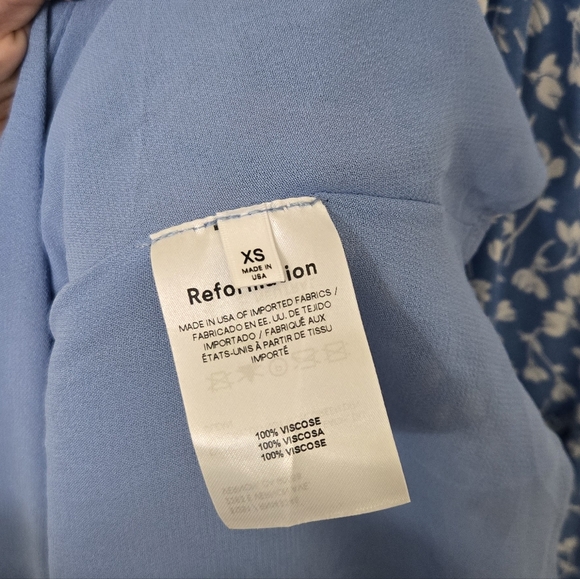 Reformation Nira Smock Dress Strapless Midi Maxi Blue Floral XS - Picture 10 of 12